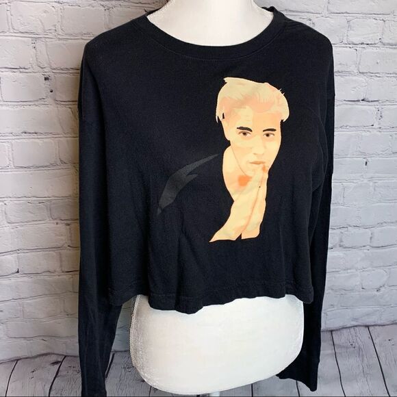 Justmoji Justin Beiber Long sleeve graphic crop top - Picture 2 of 9